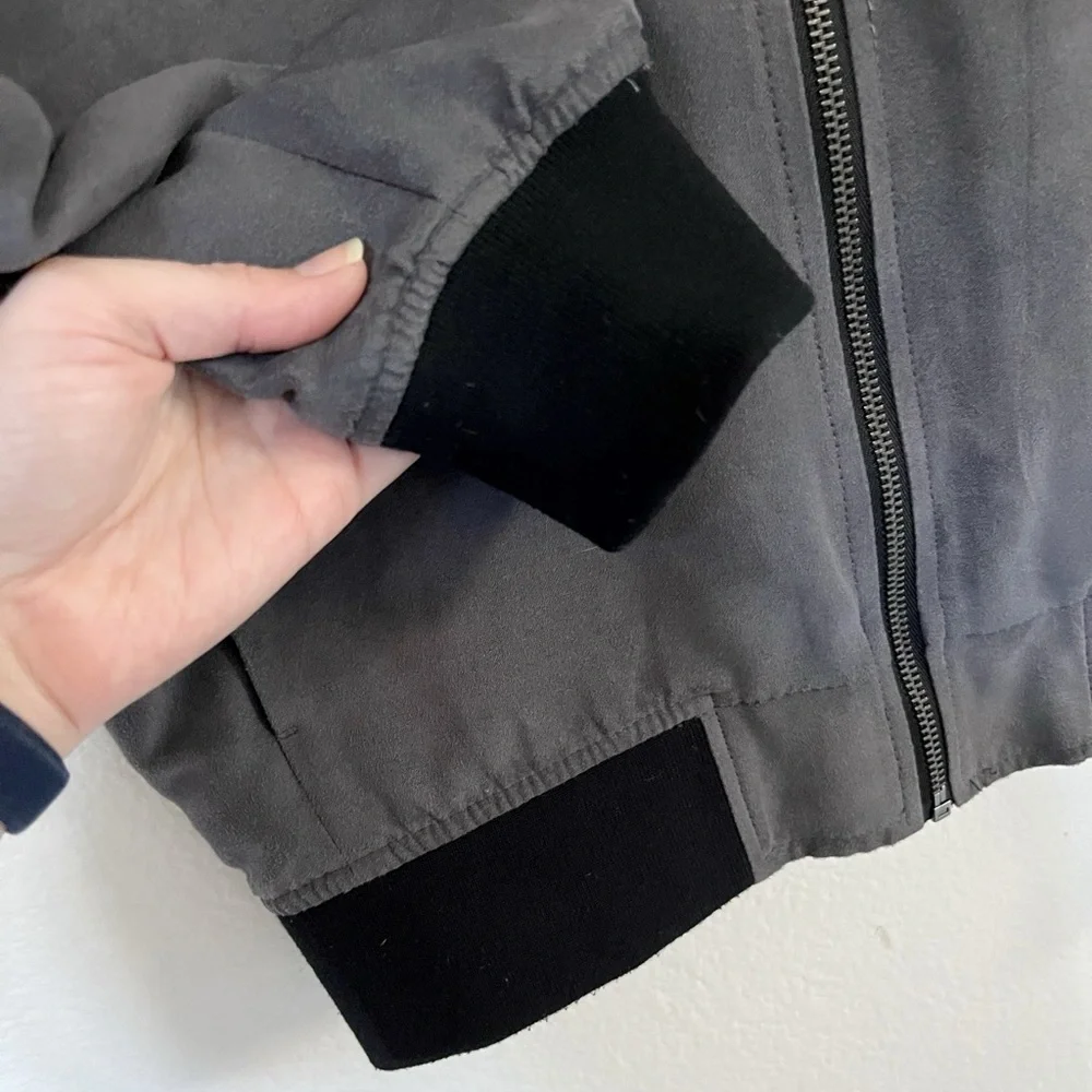Banana Republic - Suede Bomber Jacket | Men’s Small (S), Gray/Black